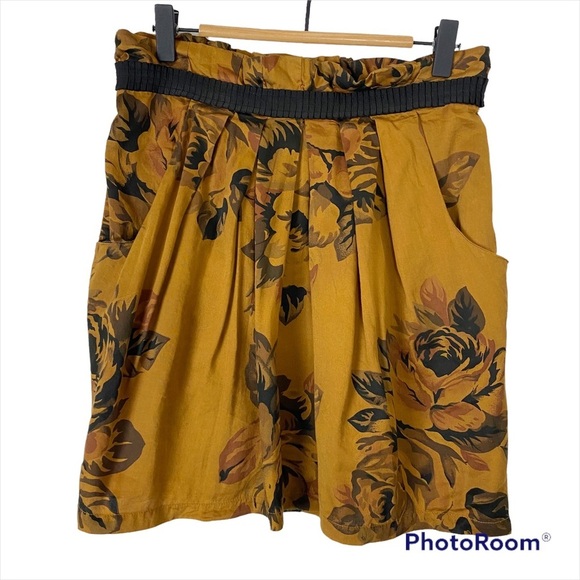 STARING AT STARS Paperbag Waist Cotton Floral Skirt Med Pockets Urban Outfitters - Picture 1 of 9